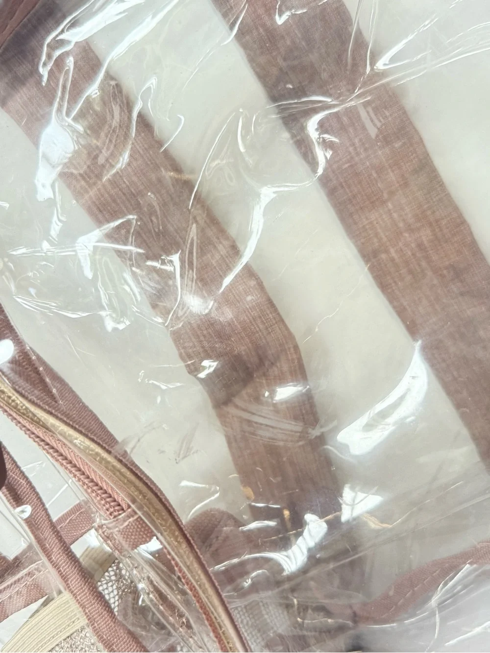 Clear Backpack with Rose Gold Trim and Padded Straps